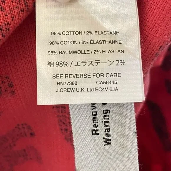 JCrew Coral Red Elephant Print High Waist Shorts